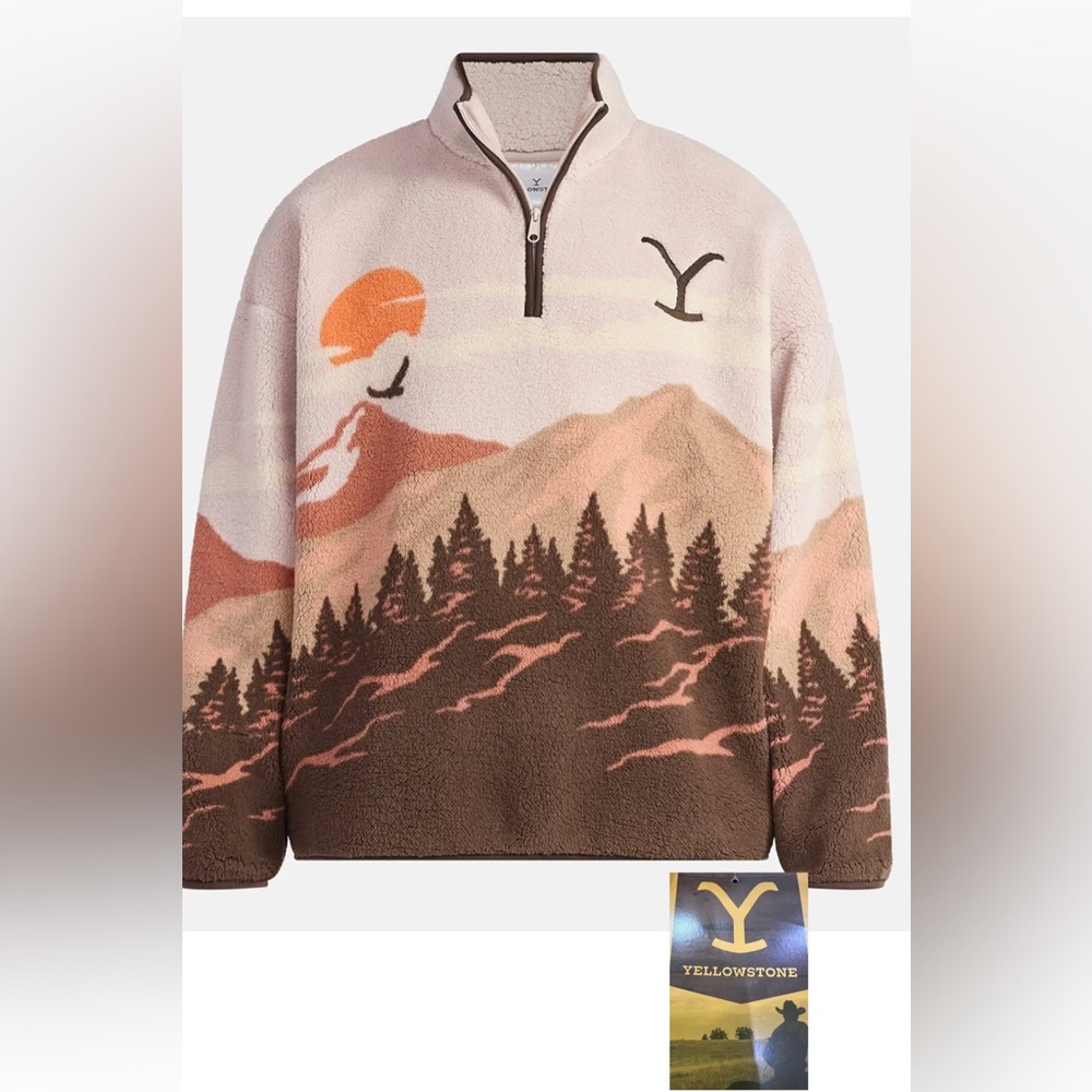 BRAND NEW Yellowstone Men's Faux Shearling Quarter-Zip Jacket